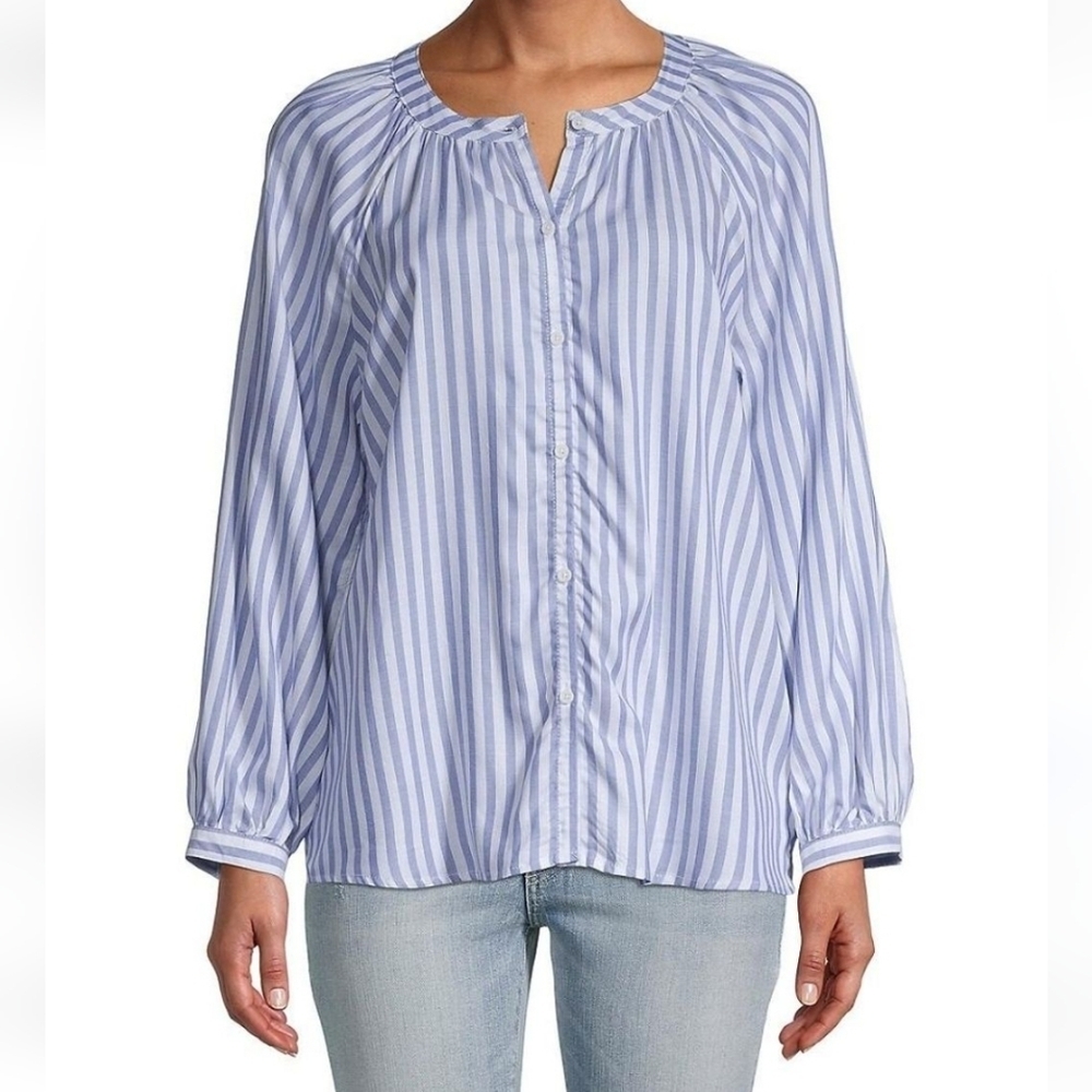 Beach Lunch Lounge Ava Striped Peasant Top Size Small